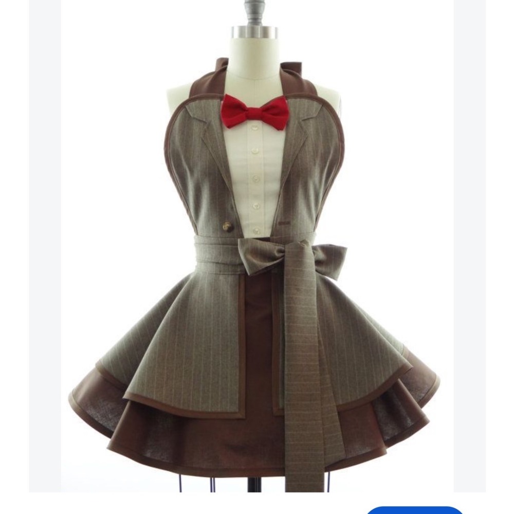 Boutique Costume Apron Womens OS Brown Plaid Tuxedo Suit Style Bow Tie Halter